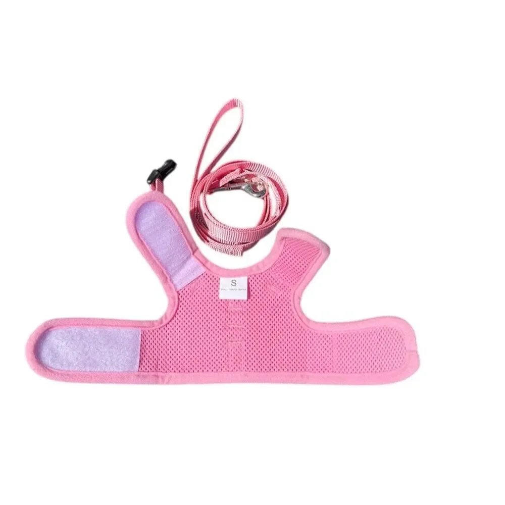 Pink Strawberry Print Cat Harness Leash Set Small